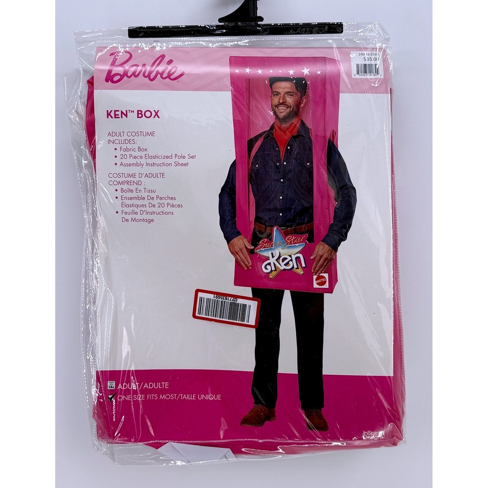 Barbie Ken Box Adult Costume Pink Superstar Mattel Halloween One Size